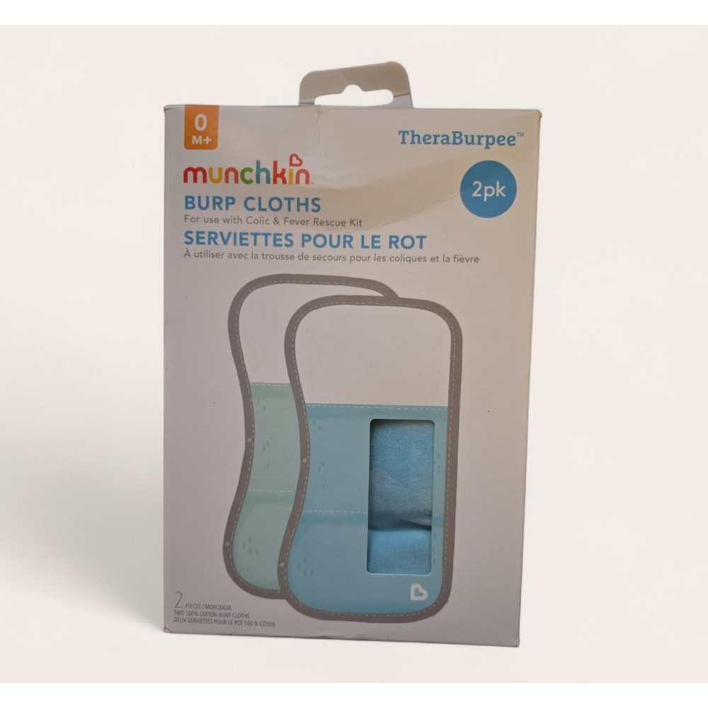 Munchkin TheraBurpee Burp Cloths 2pk with Cold Hot Therapy Pockets Soft Cotton